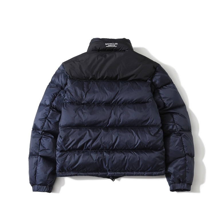 560.  Higher Version Moncler Moncler SS23 LOGO Patchwork Colorblocking Concealed Hooded Stand-up Collar Down Jacket (New GB 80 Down)Material using the original consistent guest polyester fiber nylon fabric added three an