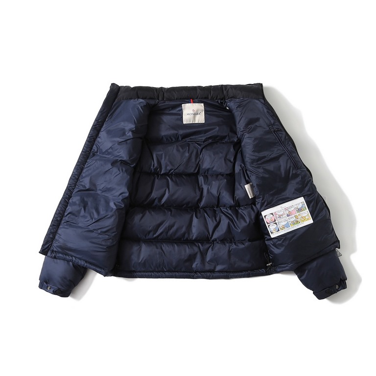 560.  Higher Version Moncler Moncler SS23 LOGO Patchwork Colorblocking Concealed Hooded Stand-up Collar Down Jacket (New GB 80 Down)Material using the original consistent guest polyester fiber nylon fabric added three an