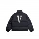 430 Vlone Classic Big V Logo Black and Silver Embroidered Down JacketImported 45D cotton memory matte fabric, feel comfortable and smooth, wear better, the new national standard 80 zero white duck down, 350 grams of down