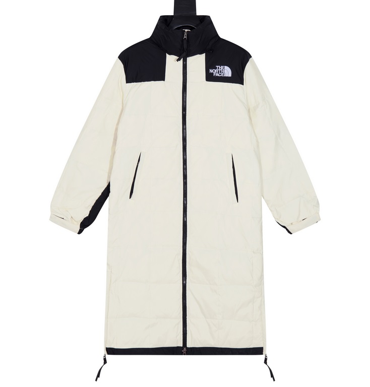 535 [High-end] Model No. BM022[New] THE NORTH FACE ｜2023 The North Face Korean Colorblock Checkerboard Check Long Down Jacket Coat-Little red book popular The North Face long couples down jacket, authentic 90 duck down f