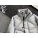 Down jacket - P1010) annual guarantee  Mon High Edition. (Cannon matte silver) trade orders Patchwork leather details embellished men's hidden hood collar short down jacket lapels pockets details using patchwork leather 