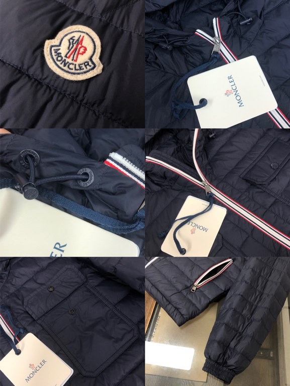 P620.    Moncler Moncler Moncler 2023 winter newest men's double pocket design lightweight hooded down jacket  Three-color collision zipper is extremely eye-catching, and the details show the craftsmanship everywhere   T