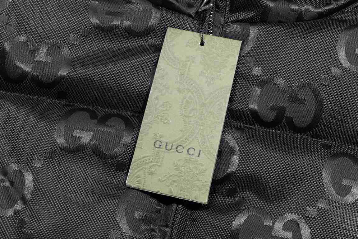 P455 GUCCI men's fall and winter new Darth Vader hacker series double G black GG big LOGO old flower down jacket Jumbo GG Down Jacket in Black counter price discount 14164 original 11 customized hardware accessories impo