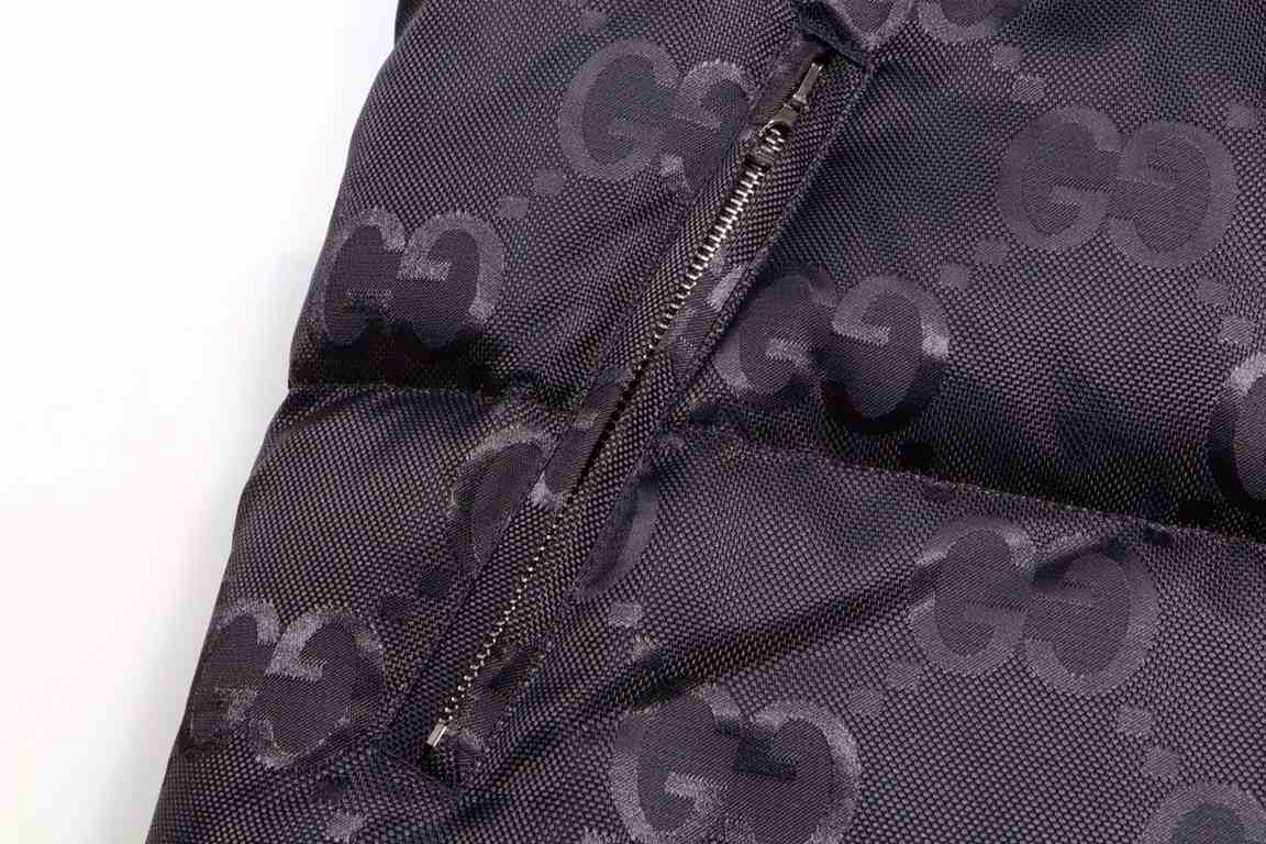 P455 GUCCI men's fall and winter new Darth Vader hacker series double G black GG big LOGO old flower down jacket Jumbo GG Down Jacket in Black counter price discount 14164 original 11 customized hardware accessories impo