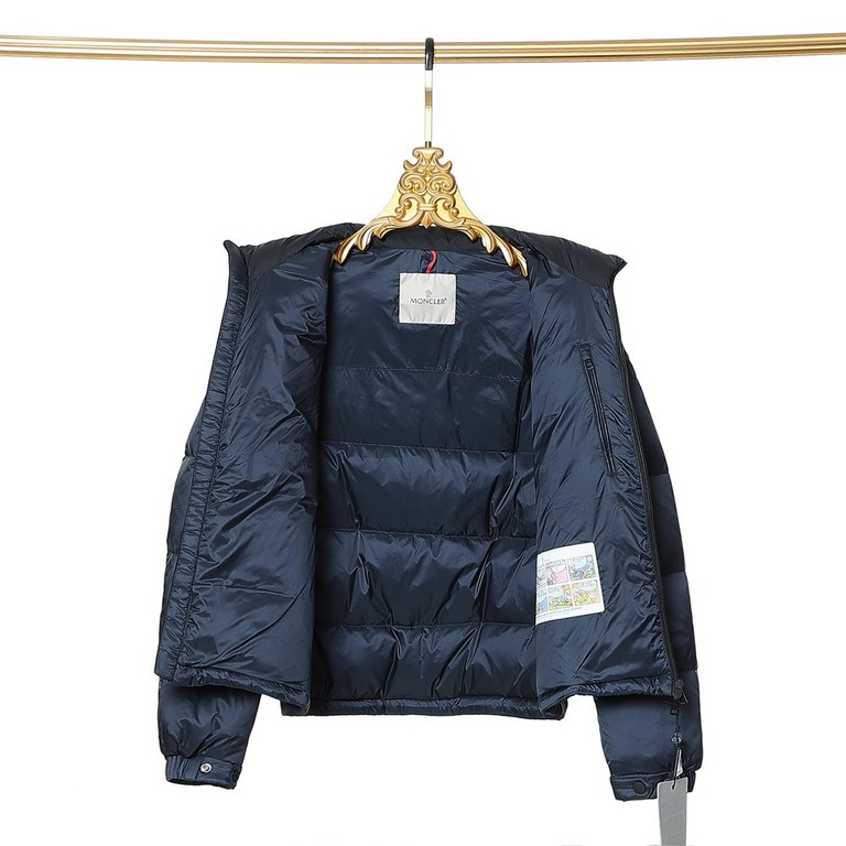 595 Moncler Moncler SS23 LOGO Moncler Moncler Label Patchwork Color Concealed Hooded Short Classic Stand Collar Logo Down JacketThe new national standard 80 down can be detected top version]Bosideng teacher personally ma