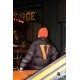 430 Vlone Classic Big V Logo Black and Orange Embroidered Down JacketImported 45D cotton memory matte fabric, feel comfortable and smooth, wear better, the new national standard 80 zero white duck down, 350 grams of down