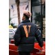 430 Vlone Classic Big V Logo Black and Orange Embroidered Down JacketImported 45D cotton memory matte fabric, feel comfortable and smooth, wear better, the new national standard 80 zero white duck down, 350 grams of down