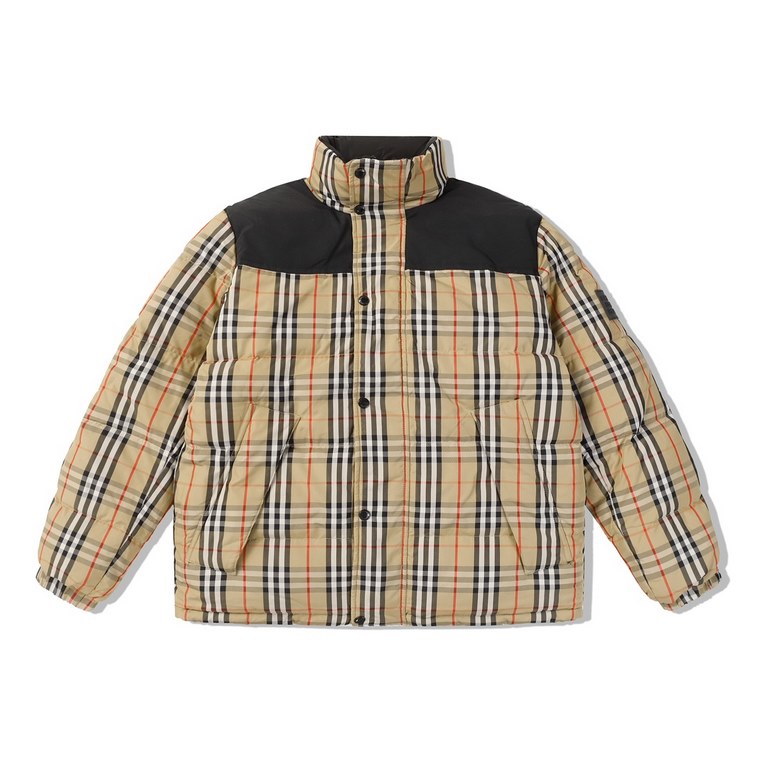 P695 [Burberry] Burberry Classic Plaid Stand Collar Warm Patchwork Reversible Wearable Down Jacket-The collar is generous and durable, the craftsmanship is rigorous, the tailoring is excellent, and the shape is straight 