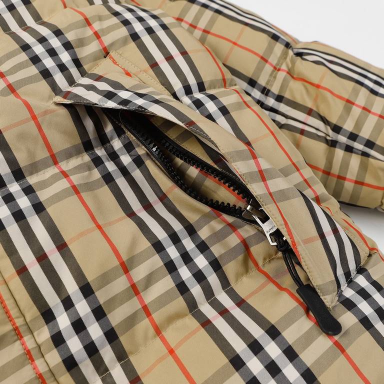 P695 [Burberry] Burberry Classic Plaid Stand Collar Warm Patchwork Reversible Wearable Down Jacket-The collar is generous and durable, the craftsmanship is rigorous, the tailoring is excellent, and the shape is straight 