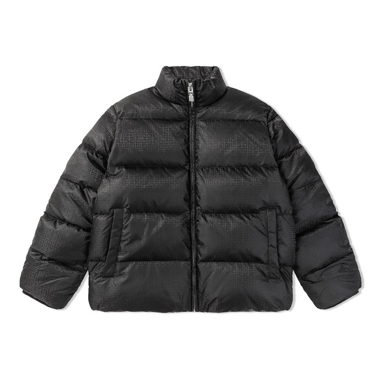 P675 [GIVENCHY] Givenchy men's down jacket with dark jacquard stand-up collarFull width GVC pattern Logo jacquard, 100% polyester fiber, fixed weave waterproof nylon technology fabric, low-key high-level luxury, stand-up