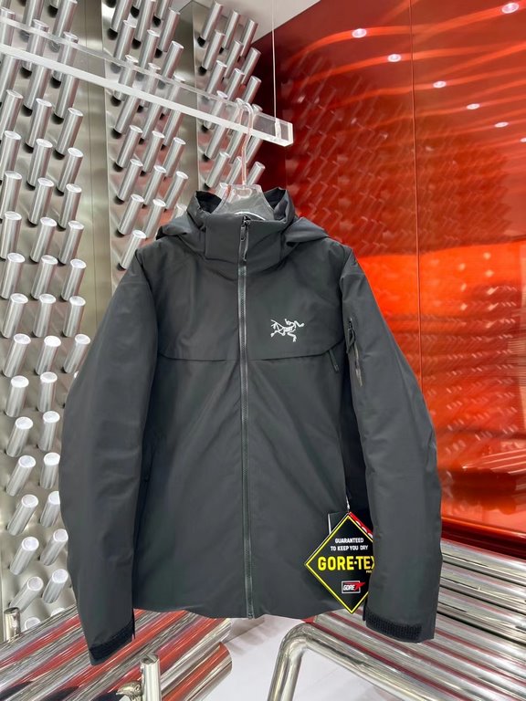 645 ARC'TERYX MACAI Ancessa Down Jacket Patriot Hard Shell Hooded Mid-Length Couple's Windproof Down Jacket is made of customized hardware, seamless embossing, three-dimensional logo, 90 white duck down, L size is about 