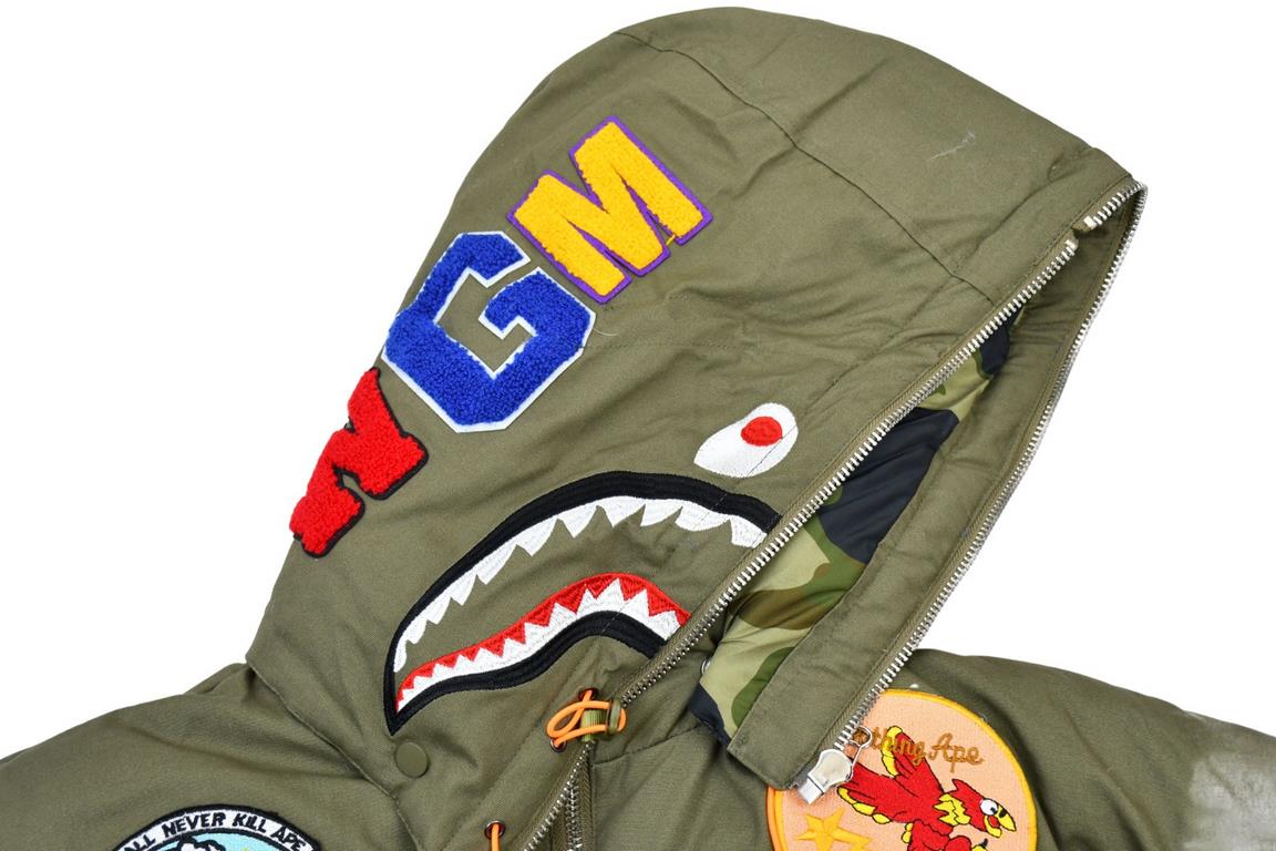 585Global Limited Replica Readymade x Bape Down Jacket Tigerhead Global Limited Co-Branded WWII Military Cloth Patch Badge Down Jacket (Hood Removable)The Century Union Global Limited Edition 20 places of oversized embro