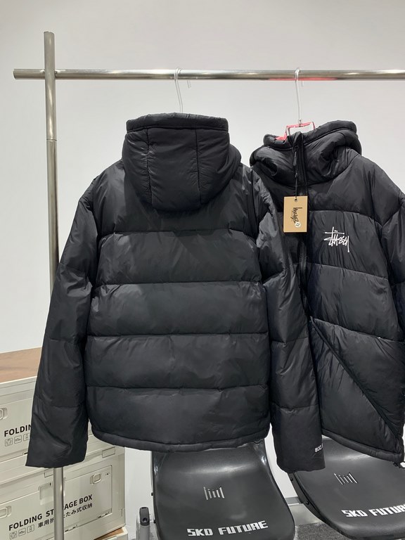 470  New Stusssy White Duck Down Black Pink Black Gray Hooded Down Jacket Super Fluffy, Super Warm, Super Nice ~ Get It On Sale 5000 !Stussy Micro Ripstop Down Parka Solid Color Zipper Hooded Short Down Jacket Men's 