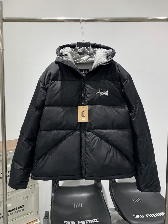 470  New Stusssy White Duck Down Black Pink Black Gray Hooded Down Jacket Super Fluffy, Super Warm, Super Nice ~ Get It On Sale 5000 !Stussy Micro Ripstop Down Parka Solid Color Zipper Hooded Short Down Jacket Men's 