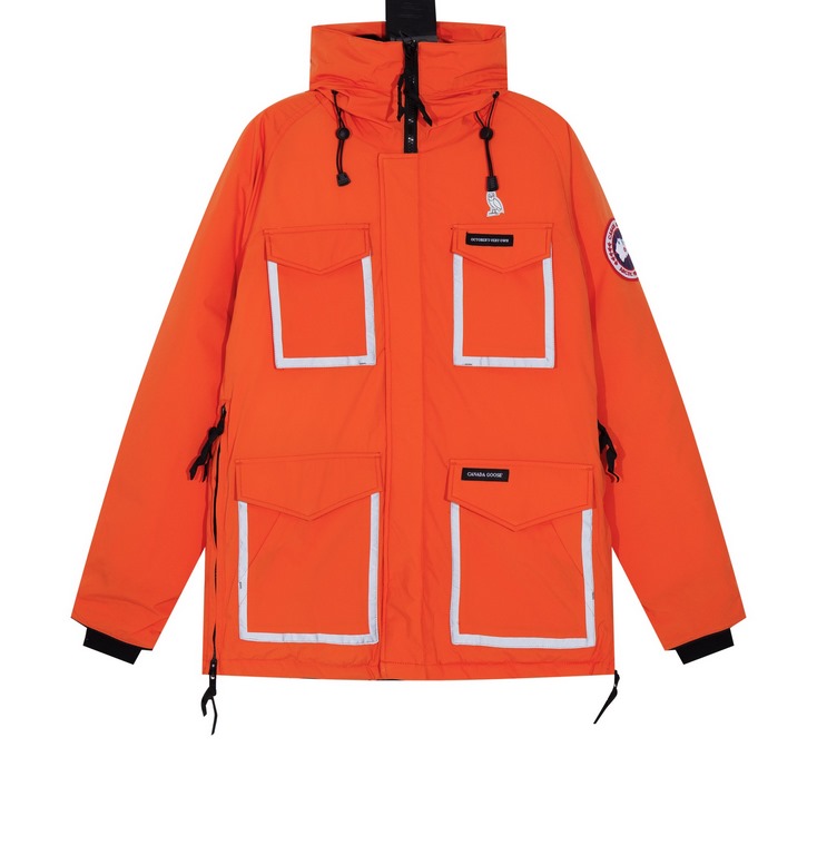 520 【New】Canada Goose X OVO New Canada Goose Owl Co-branded Limited Edition Parka Outdoor Down Jacket-Orange color scheme is youthful and bright. The mink fleece brim is both warm and skin-friendly, and the large hood ef