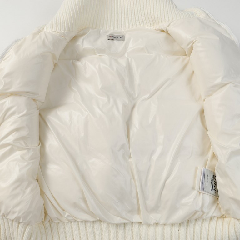 P530 [Moncler] Monkou 23FW Wool Knit Patchwork Stand Collar Women's Down Jacket-Using 90 white duck down, 600 fluffiness, the cuffs use wool blend fabric, better texture, lightweight and warm, four layers of lining, neve