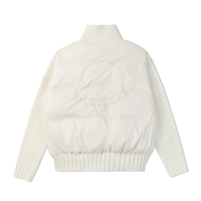 P530 [Moncler] Monkou 23FW Wool Knit Patchwork Stand Collar Women's Down Jacket-Using 90 white duck down, 600 fluffiness, the cuffs use wool blend fabric, better texture, lightweight and warm, four layers of lining, neve