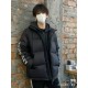 430 Vlone double arm black and silver gothic letters logo down jacketBlack is the color that will not go wrong in winter, black down jacket with silver embroidery embellishments, winter out cool and warm, long wear not t