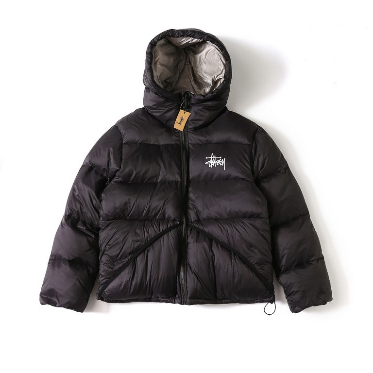 New  495 Model No. T16 Main Offer (Down Top Ceiling)Stussy Micro Ripstop Down Parka Parka Solid Color Hundred Zipper Hooded Short Down Coat 】Men's and women's brand introduction 60s America, filled with rock and roll, hi