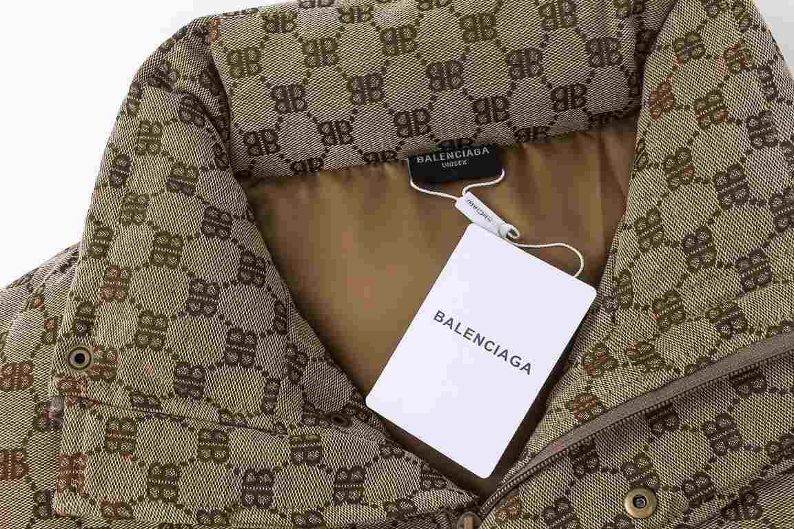 P455 BalenciagaParis family new old flower full LOGO down jacket men and women jacketSize M-XXL