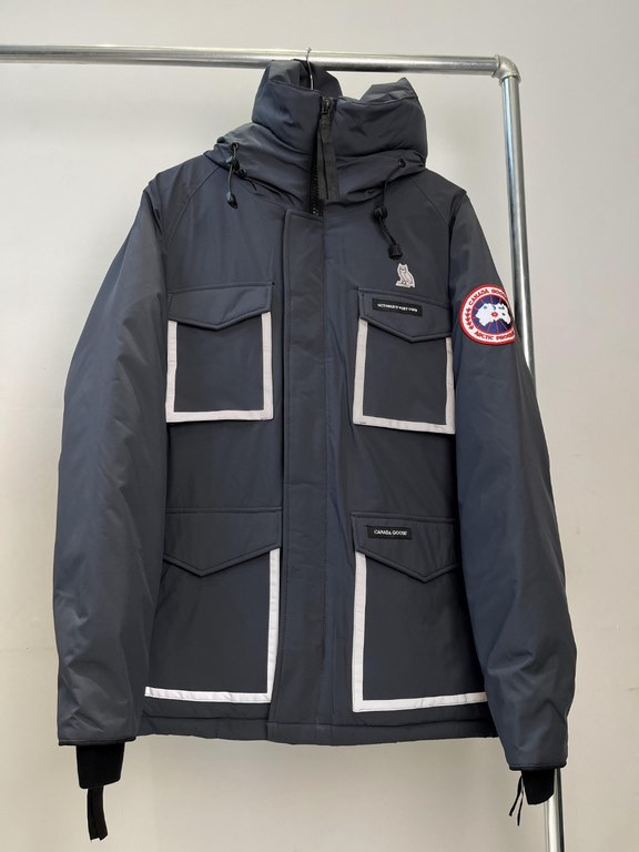 520 【New】Canada Goose X OVO New Canada Goose Owl Co-branded Limited Edition Parka Outdoor Down Jacket-Orange color scheme is youthful and bright. The mink fleece brim is both warm and skin-friendly, and the large hood ef