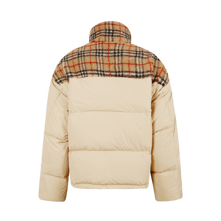 515 (90 white duck down) Designer model BBR Burberry FallWinter 23 Removable sleeves Two coats in one YB color weave Classic cotton jacquard check upper body soft and delicate High-density imported machine embroidered fl