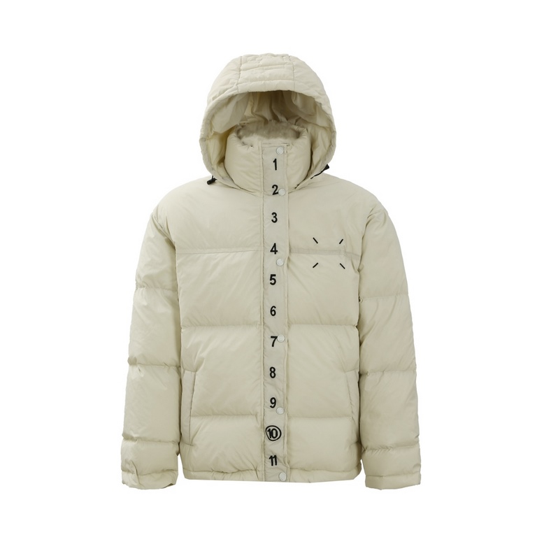 480       (90 white duck down) Maison Margiela MM6 23 fall and winter capsule down jacket series 3 anti-matte fabric percent 90 300g white duck down fluffy warm open mold custom engraved logo buttons embroidered open mol