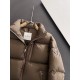 Down jacket - P910) annual warranty  Mon High Edition. (Cannon Matte Curry) trade orders Patchwork leather details embellished men's hidden hood collar short down jacket lapels pockets details using patchwork leather tec