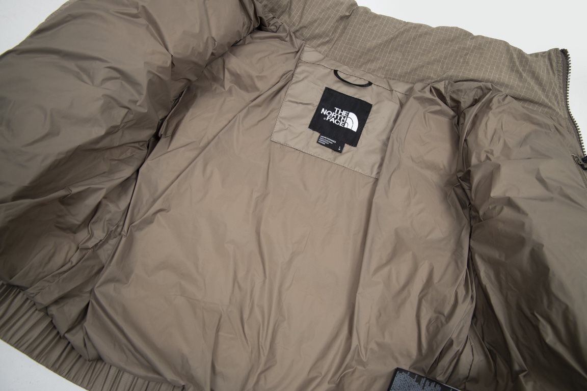 New  455 model number B98 (new color down ceiling)The North Face Embroidered 23S American Short The North Face Winter New Curry Women's Waist Down Jacket - Top Ceiling Plaid Patchwork Down Two Colors Super Long Legs One 