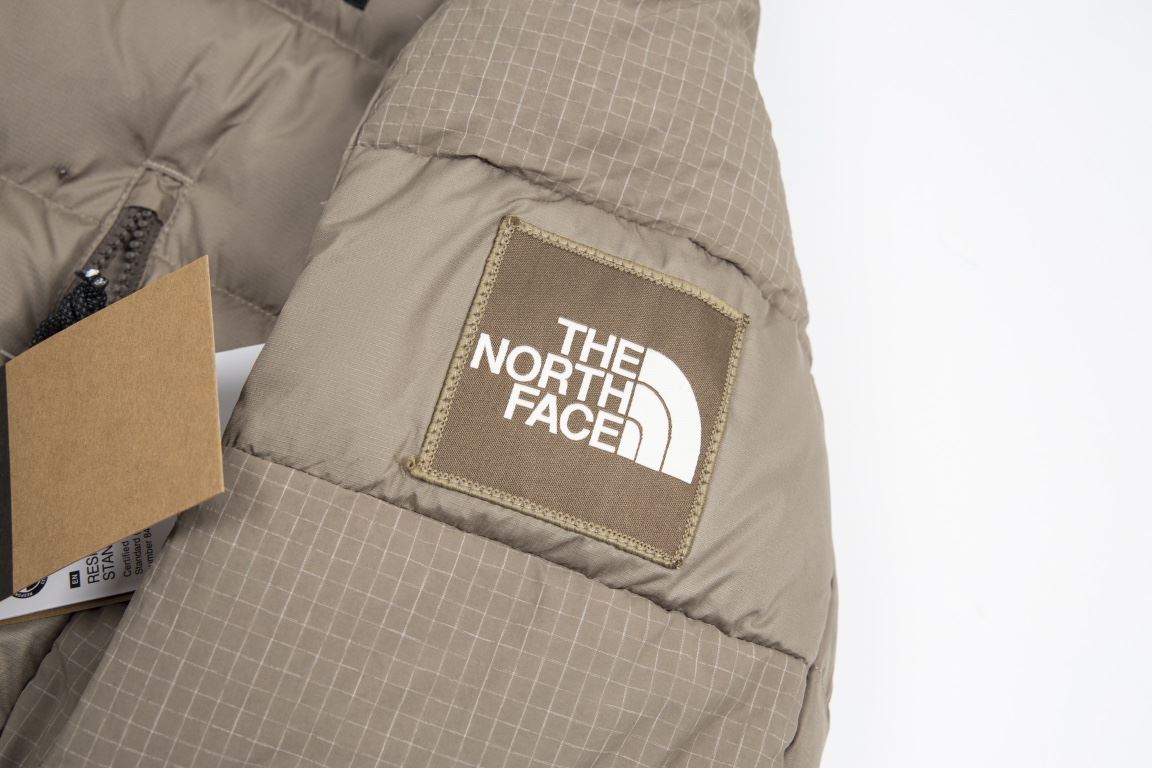 New  455 model number B98 (new color down ceiling)The North Face Embroidered 23S American Short The North Face Winter New Curry Women's Waist Down Jacket - Top Ceiling Plaid Patchwork Down Two Colors Super Long Legs One 