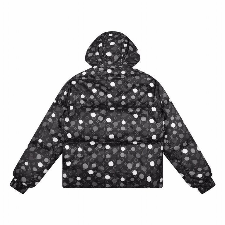 P445 LouIS VUITTON x Yayoi Kusama co-branded Lv Louis Vuitton Wang Hedi the same SS23 hand-painted effect polka dot print containing down drawstring jacket jacketOriginal 11 customized hardware accessories imported origi