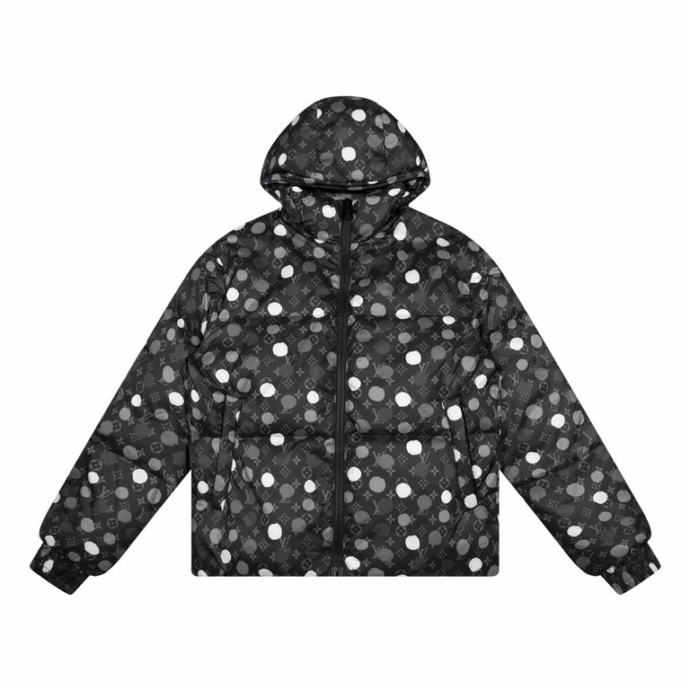 P445 LouIS VUITTON x Yayoi Kusama co-branded Lv Louis Vuitton Wang Hedi the same SS23 hand-painted effect polka dot print containing down drawstring jacket jacketOriginal 11 customized hardware accessories imported origi