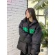 430 Vlone Friends Black and Green Embroidered Letter Down JacketBlack is the color that won't go wrong in winter, black down jacket with green embroidery embellishment, winter out cool and warm, long wearing not tired, t