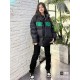 430 Vlone Friends Black and Green Embroidered Letter Down JacketBlack is the color that won't go wrong in winter, black down jacket with green embroidery embellishment, winter out cool and warm, long wearing not tired, t