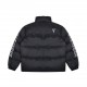 430 Vlone double arm black and silver gothic letters logo down jacketBlack is the color that will not go wrong in winter, black down jacket with silver embroidery embellishments, winter out cool and warm, long wear not t