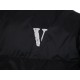 430 Vlone double arm black and silver gothic letters logo down jacketBlack is the color that will not go wrong in winter, black down jacket with silver embroidery embellishments, winter out cool and warm, long wear not t