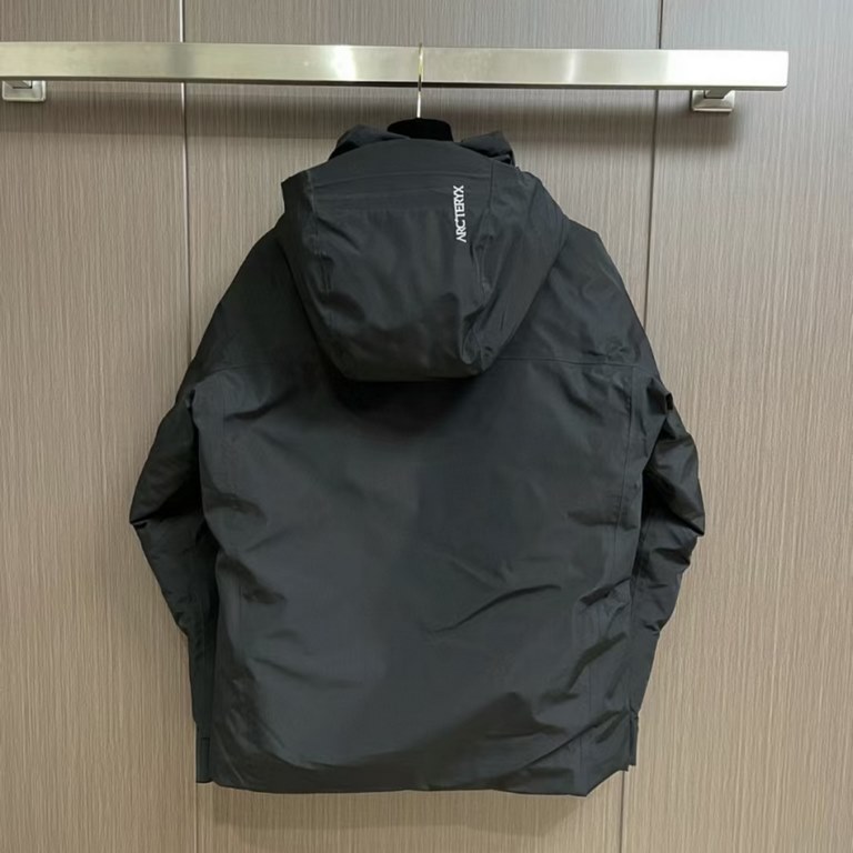 645 ARC'TERYX MACAI Ancessa Down Jacket Patriot Hard Shell Hooded Mid-Length Couple's Windproof Down Jacket is made of customized hardware, seamless embossing, three-dimensional logo, 90 white duck down, L size is about 