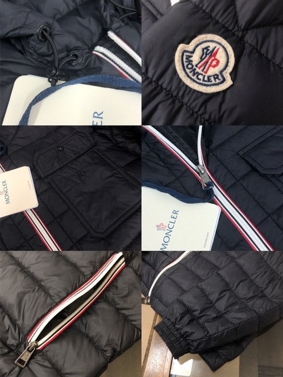 P620.    Moncler Moncler Moncler 2023 winter newest men's double pocket design lightweight hooded down jacket  Three-color collision zipper is extremely eye-catching, and the details show the craftsmanship everywhere   T