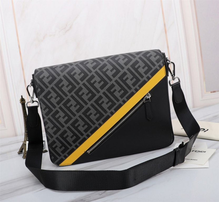 Brand FENDIStyle PVC Yellow Flap Crossbody BagColor Brown GraySize 31237Material double letters PVC   head layer imported Napa cowhideFenjia handshake sports brand Fila FILA, retro pattern FF letter pattern and bright la