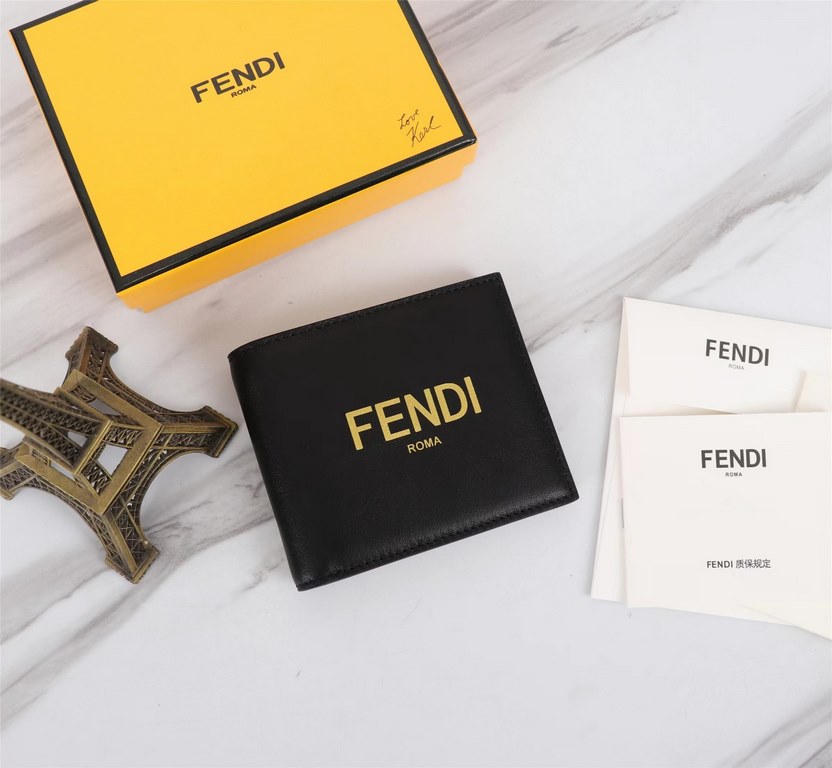 Brand FENDIStyle Letter ClipItem No. 968568Color blackSize 129.52Material Imported first layer of Napa cowhide for the face, yellow sheepskin for the lining, delicate feelFENDI short clip wallet Introduction spring and s