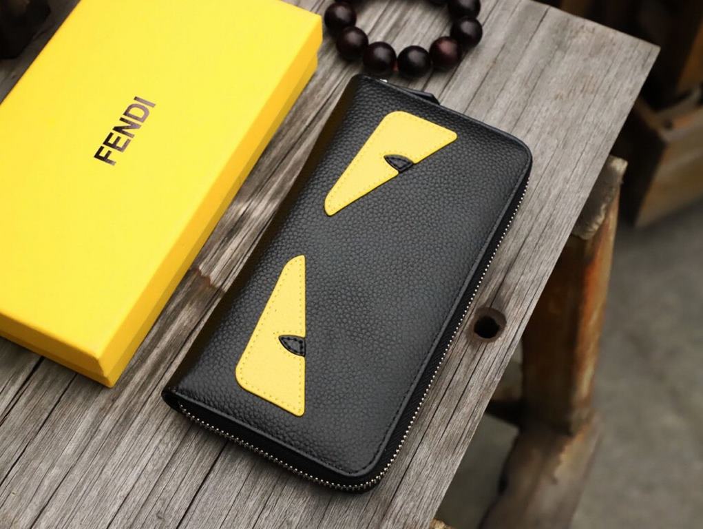 () [Original] Fendi Fendi  [Model] 666044 small wallet [Size] 19-10-2.5cm [Color] black high-end quality (original authentic) [Material] Fendi counter purchases classic  original imported   cowhide  authentic imports of 