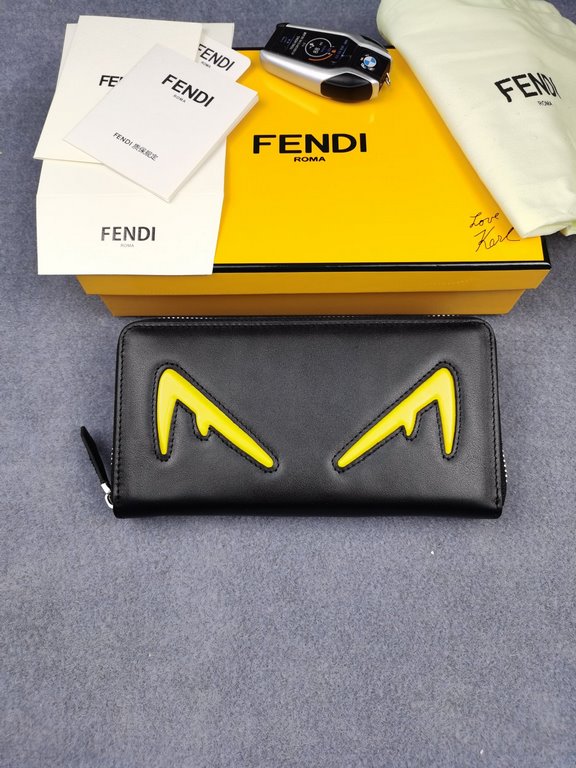 Brand FENDI FendiModel No. Yellow F Single PullItem No. 868568Color blackSize 19.510.53Material large surface with imported first layer Napa cowhide, lining with black sheepskin, feel delicateFENDI zipper wallet Introduc