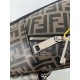 Original Stock .FENDI (Fendi   2034-1 Black) 2021 winter new men's double F jacquard shoulder bag with curved top handle, adjustable shoulder strap and full front coverage of high-tech logo mesh fabric. Top cowhide leath