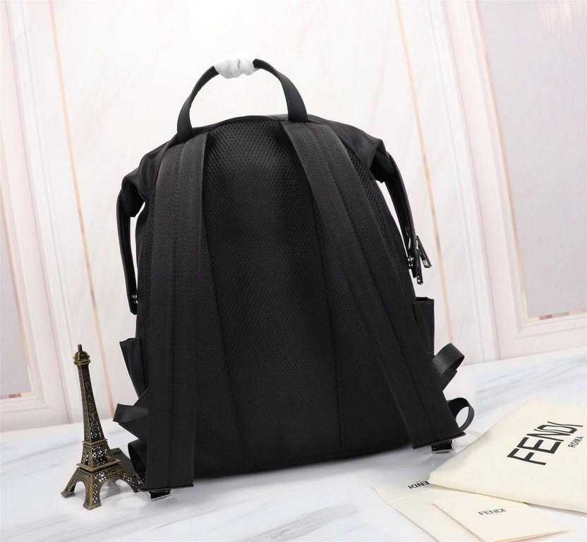 Brand FENDIModel Eagle Eye BackpackItem No. 668568Color blackMaterial waterproof nylonSize 354015cm (large)    Fendi fendi counter new cloth with microfiber leather backpack   fendi small monster backpack upgrade models 