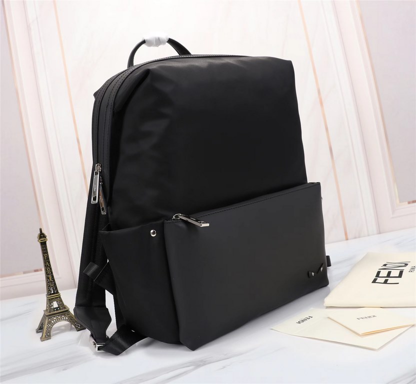 Brand FENDIModel Eagle Eye BackpackItem No. 668568Color blackMaterial waterproof nylonSize 354015cm (large)    Fendi fendi counter new cloth with microfiber leather backpack   fendi small monster backpack upgrade models 