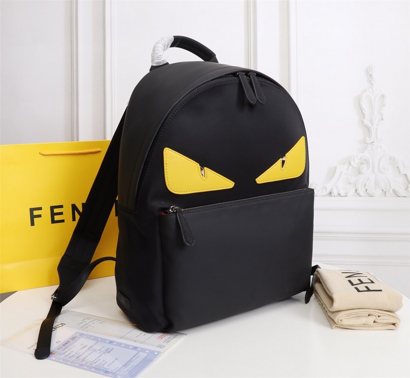 Lot [Top Original] Model 0237-1     Fendi fendi new cloth with leather school bag out of stock   Fendi little monster backpack upgrade   original quality   every detail to follow the foot to the right version of the   du