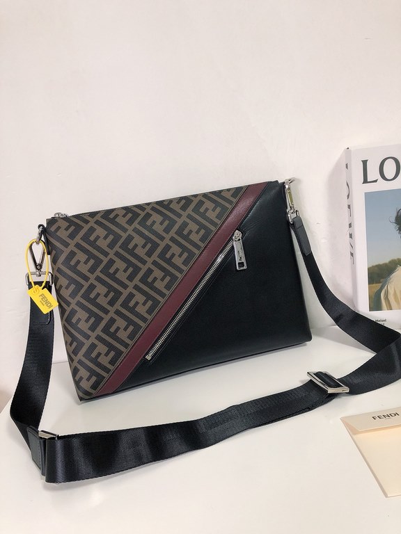 Original single goods  New  FENDI (Fendi 2011-3)   explosive exclusive cross-body bag shipment, double F print pattern cloth with cowhide, front with color blocking perfectly suited to the user's needs, high-quality hard