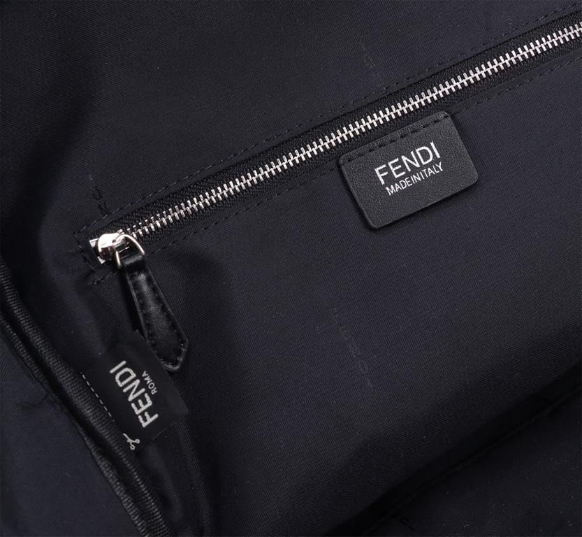 Brand FENDIDescription PVC backpack with two pocketsItem No. 668568Color blackMaterial waterproof nylon fabric   ultra-thousand leatherSize 32×43×14   Fendi fendi counter new cloth with microfiber leather backpack  fendi