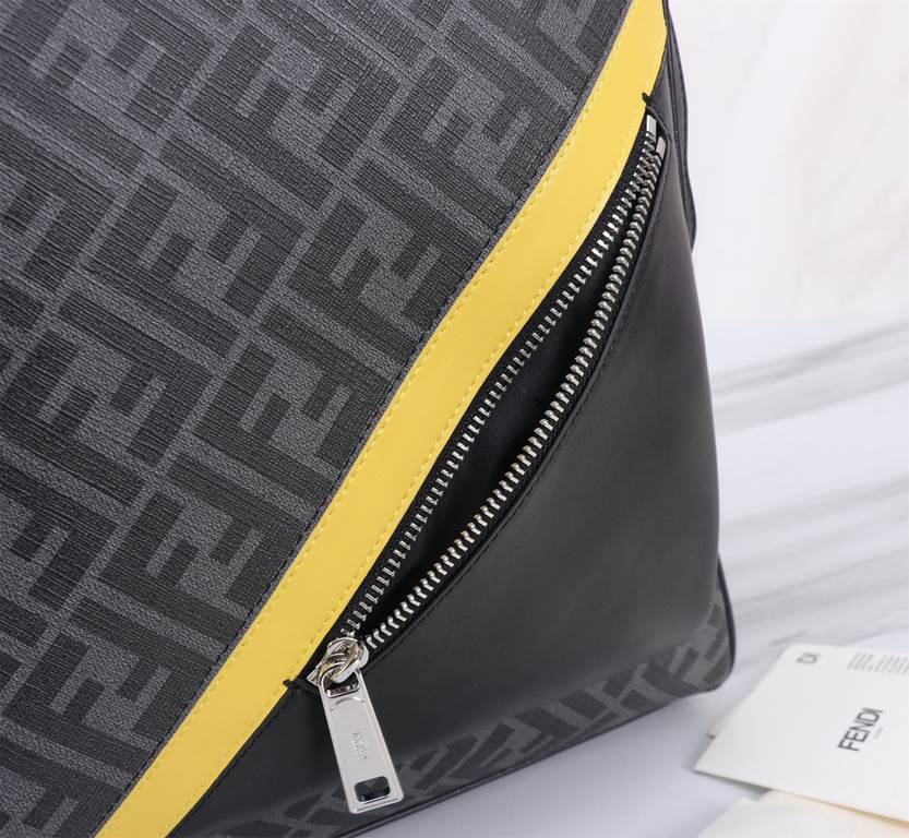 Brand FENDIDescription PVC backpack with two pocketsItem No. 668568Color blackMaterial waterproof nylon fabric   ultra-thousand leatherSize 32×43×14   Fendi fendi counter new cloth with microfiber leather backpack  fendi