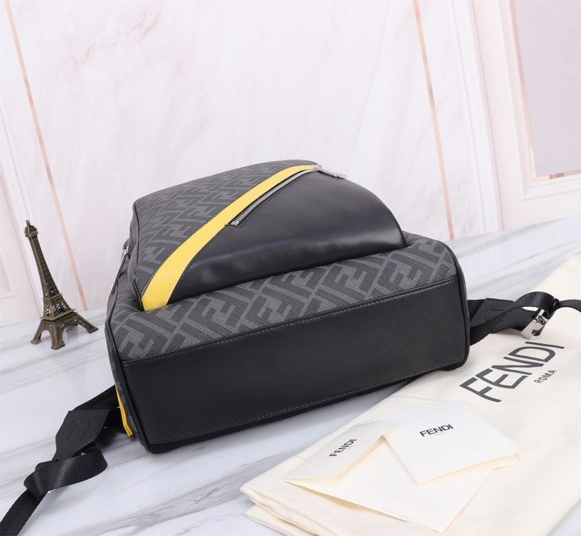 Brand FENDIDescription PVC backpack with two pocketsItem No. 668568Color blackMaterial waterproof nylon fabric   ultra-thousand leatherSize 32×43×14   Fendi fendi counter new cloth with microfiber leather backpack  fendi